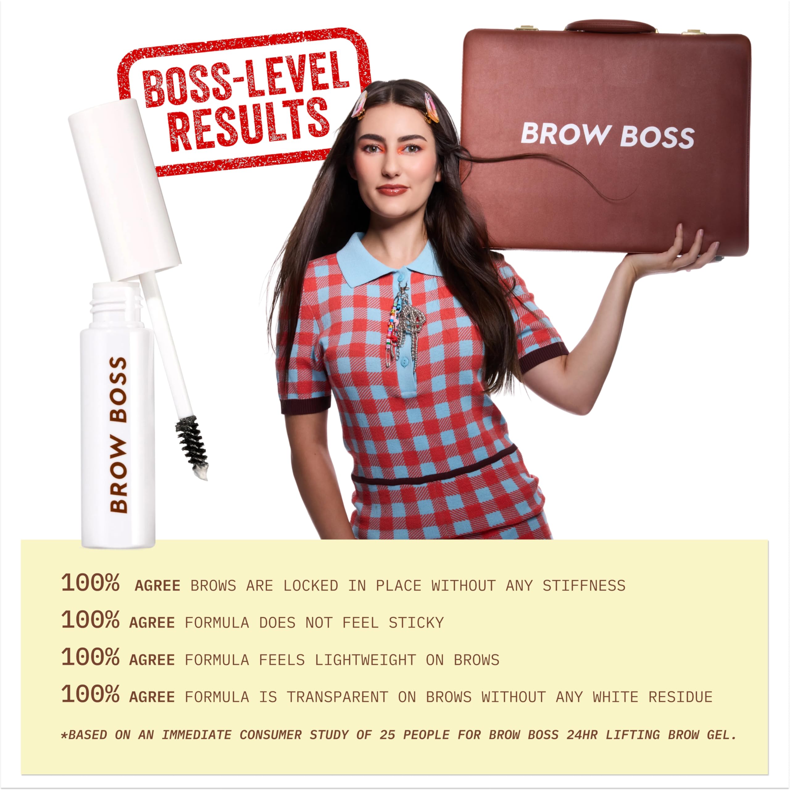ColourPop Brow Boss gel on brow for natural or dramatic laminate look.
