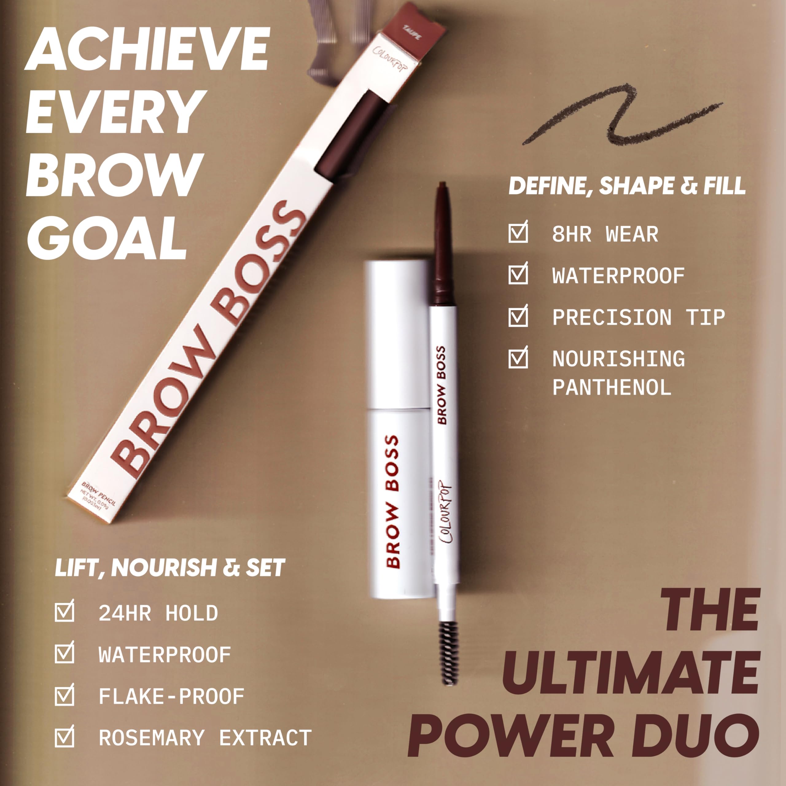 ColourPop Brow Boss vegan formula cruelty-free for flexible hold.