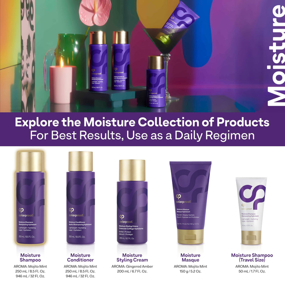 ColorProof Moisture Shampoo routine application for lightweight moisture