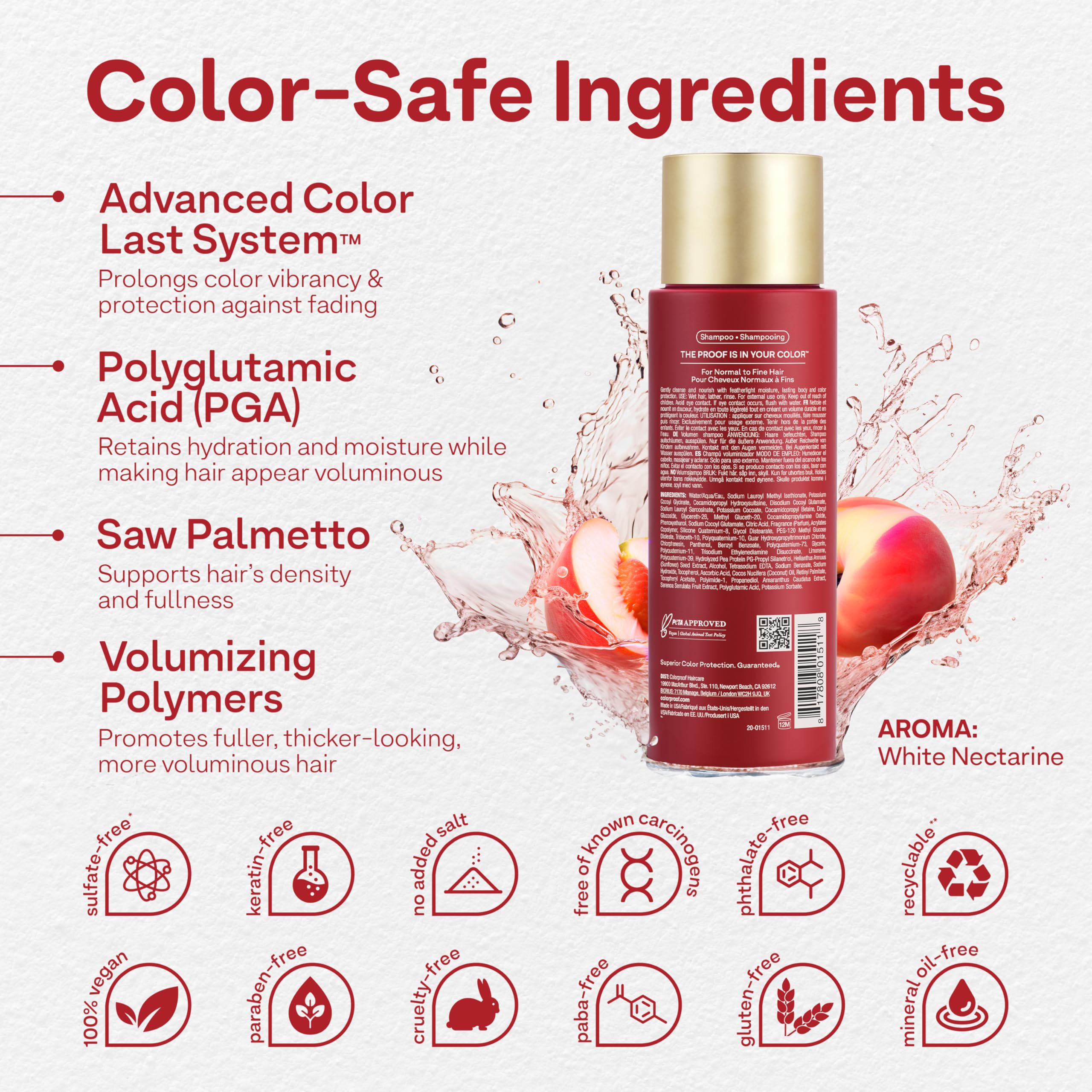 ColorProof Volume Shampoo hair volume detail shows lifted roots for a fuller look