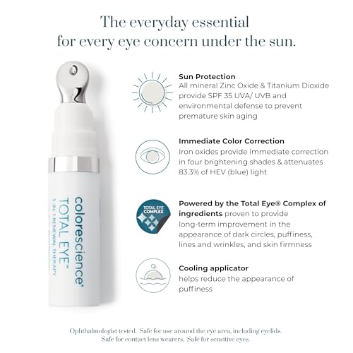 Colorescience Total Eye 3-in-1 Renewal Therapy applicator demonstrates cooling action to reduce puffiness