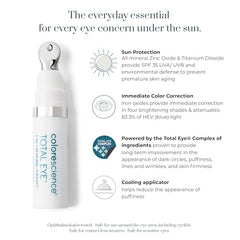 Colorescience Total Eye 3-in-1 Renewal Therapy applicator demonstrates cooling action to reduce puffiness