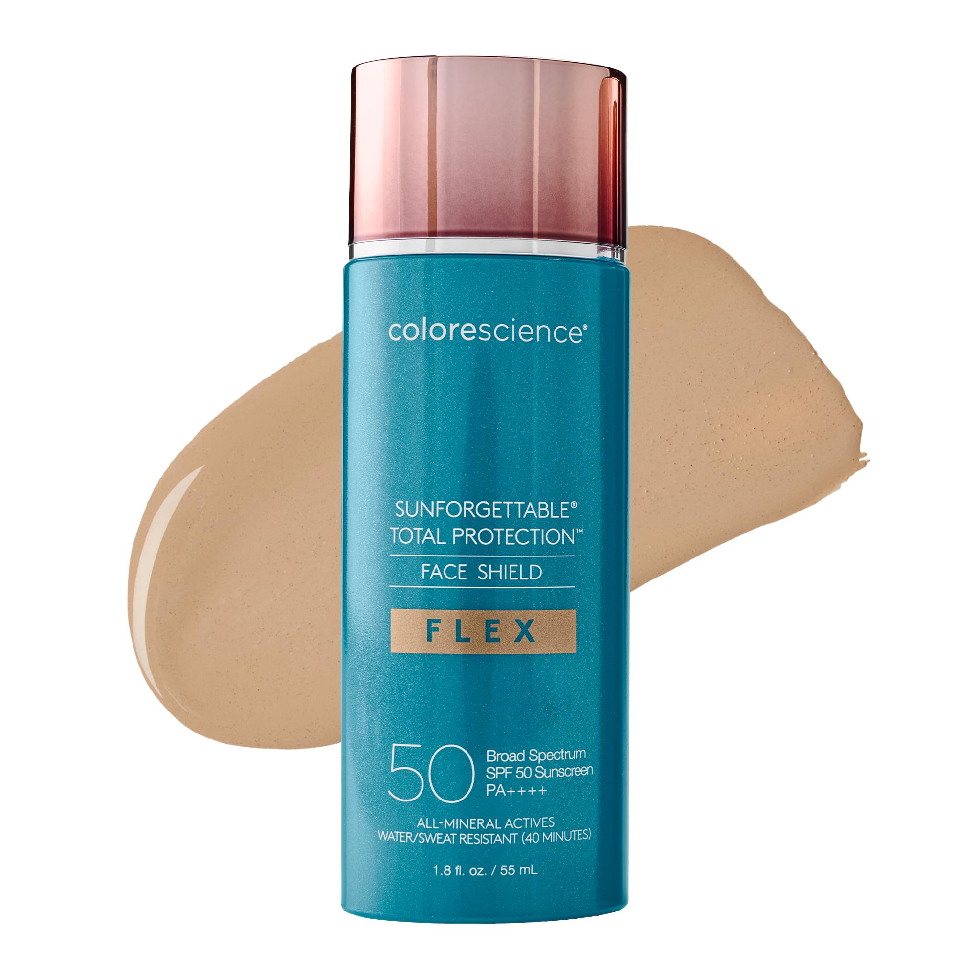 Colorescience Face Shield Flex SPF 50 front view with tone-adapting coverage for even skin