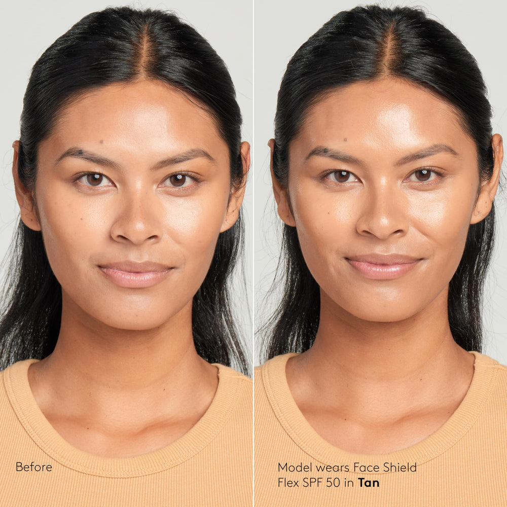 Colorescience packaging box displays four flexible tan shades