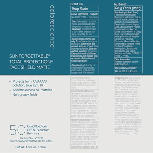 Colorescience product on display highlighting water resistance claim