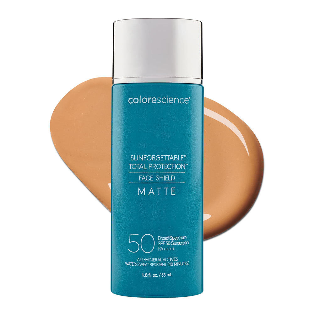 Colorescience Total Protection Face Shield Matte SPF 50 bottle front view for oil control