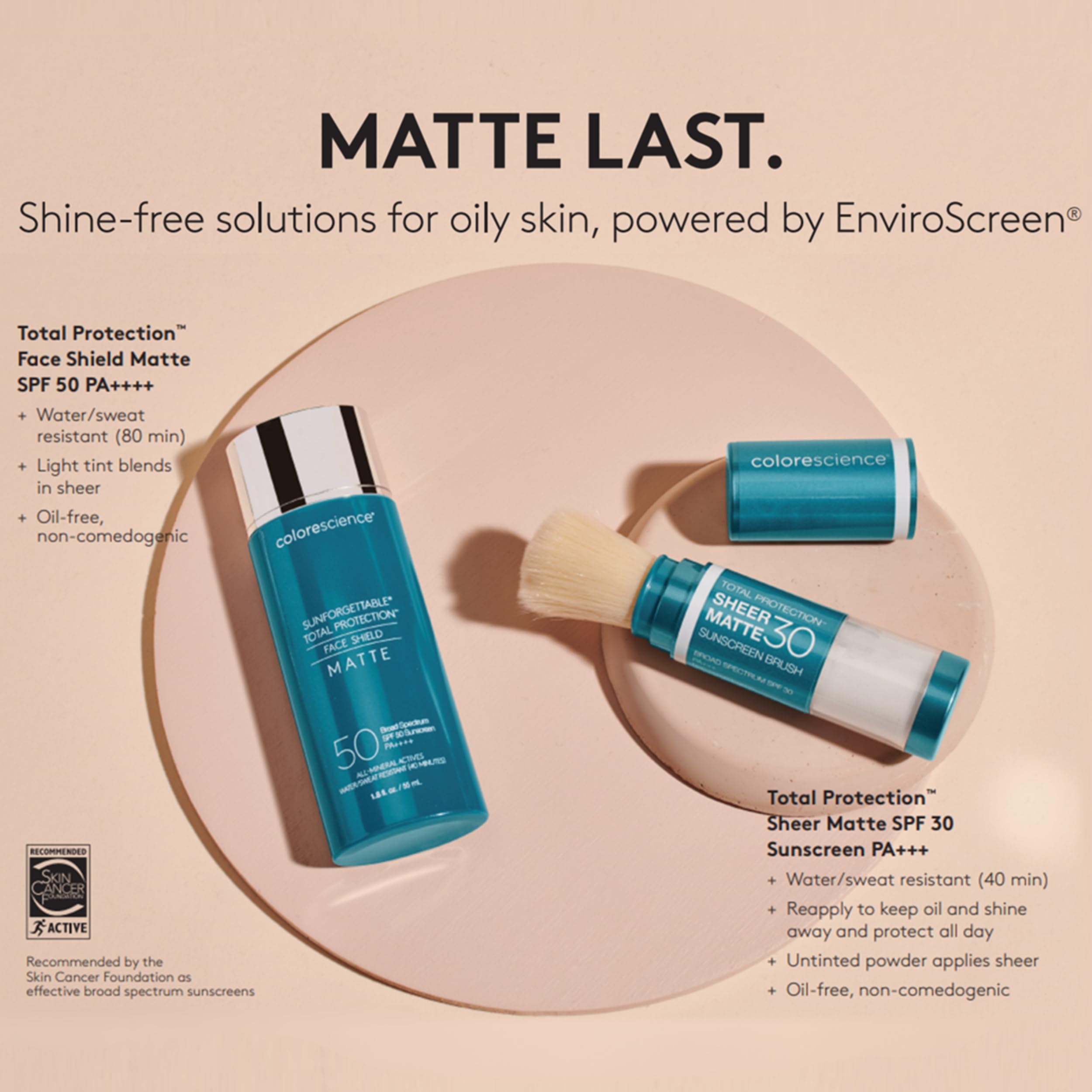 Colorescience Face Shield on skin shows blurred pores for a smooth finish