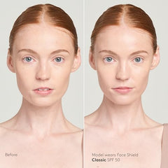 Bottle dispensing Colorscience shield texture and glow on skin
