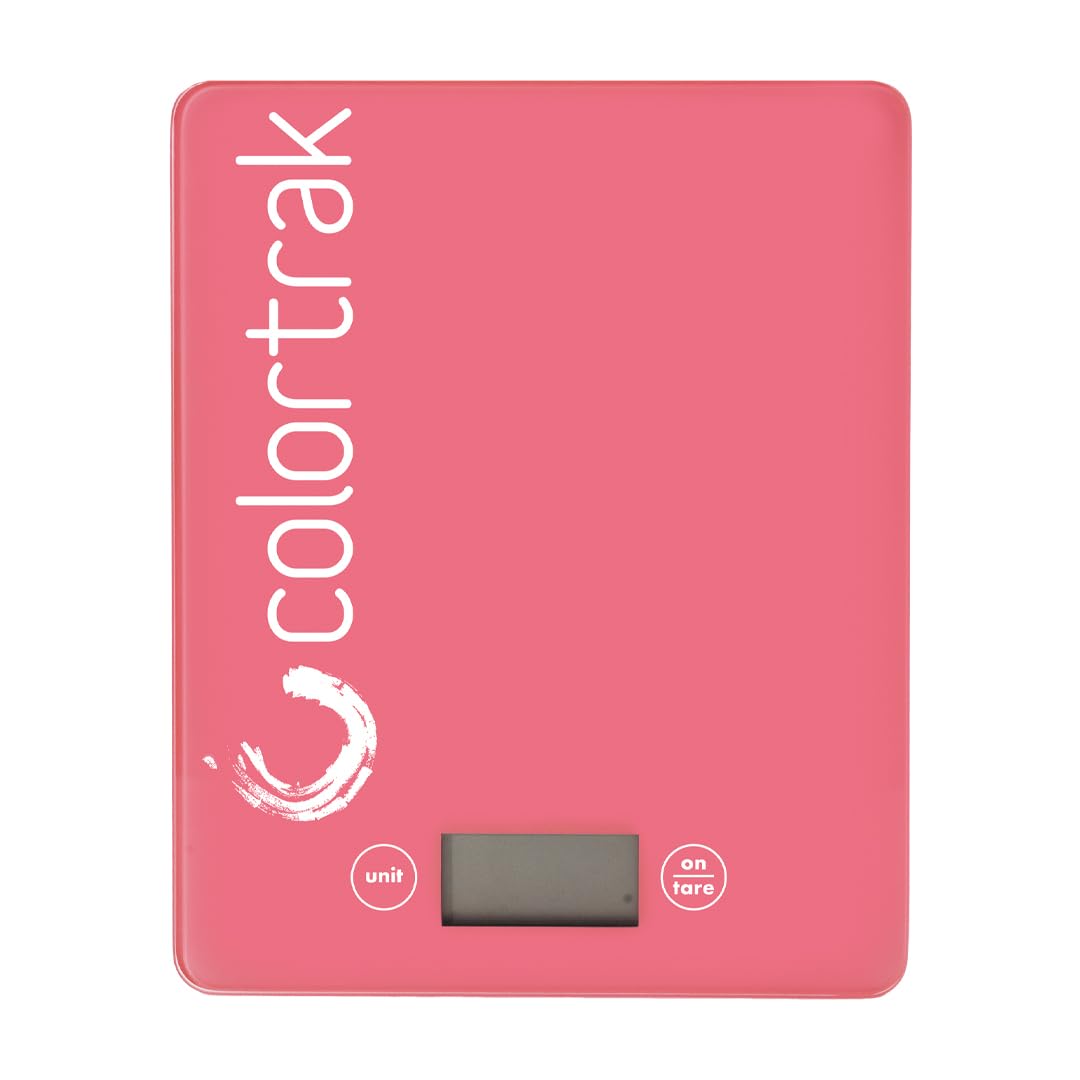 Colortrak digital scale with tempered glass and clear display for precise weighing.