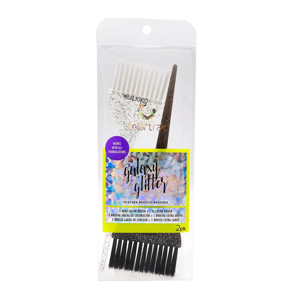 Colortrak Galaxy Glitter brush in use during color service in salon