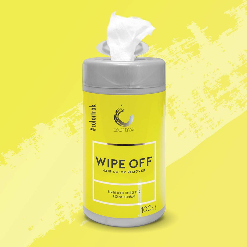 Colortrak remover wipes lifting color stains from skin after processing