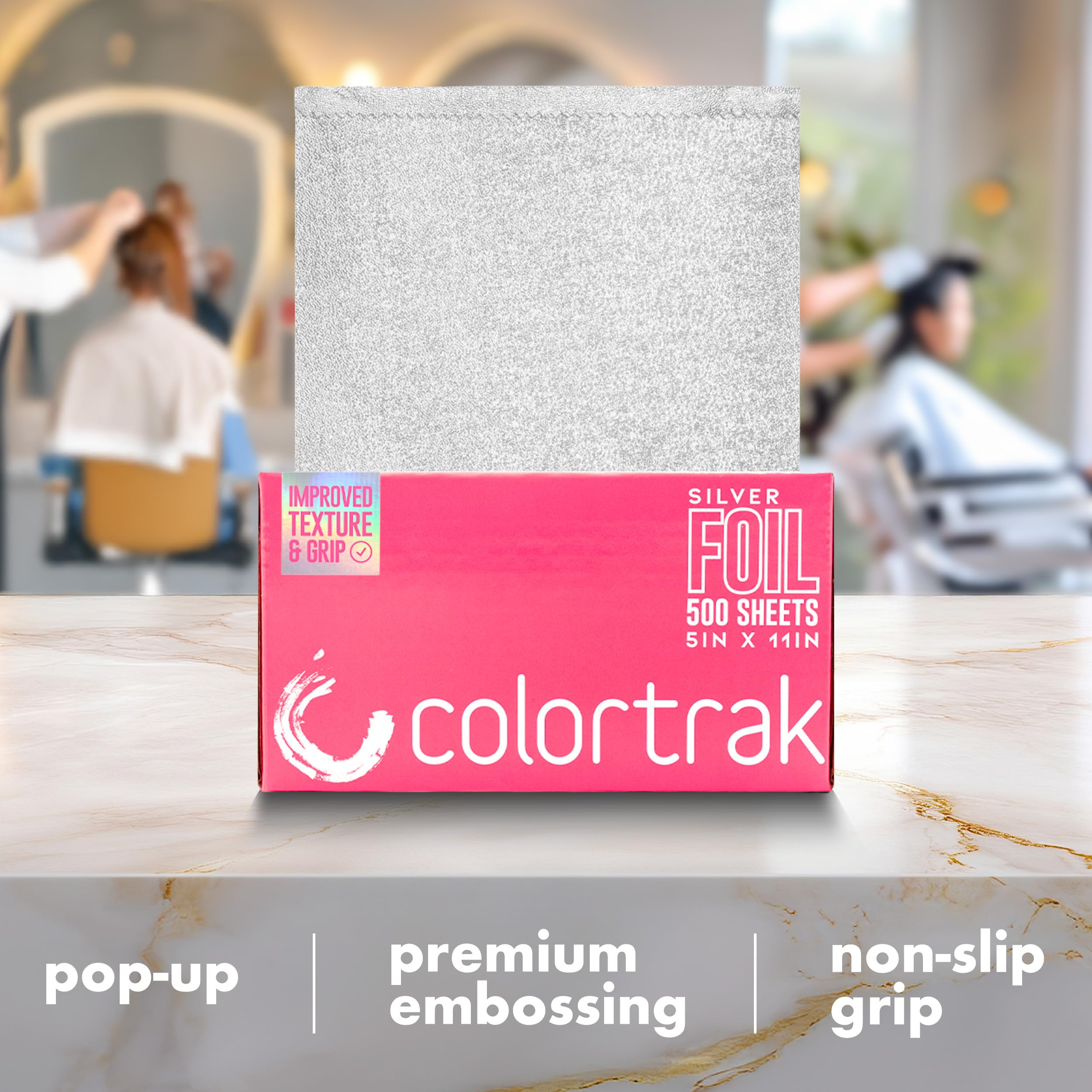 Colortrak space-saving dispenser keeps your workstation organized during color services.