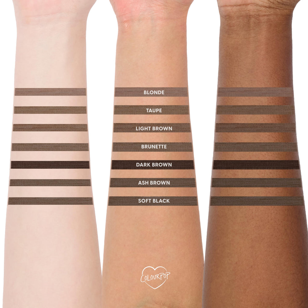 Panthenol-conditioning formula in ColourPop Brow Boss for brow care during application.
