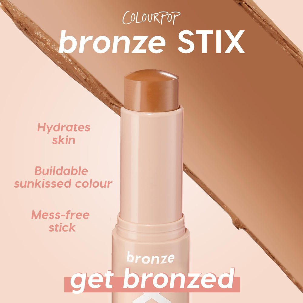 ColourPop Cream Bronzer Stick on forehead and jawline for contour and balanced warmth.