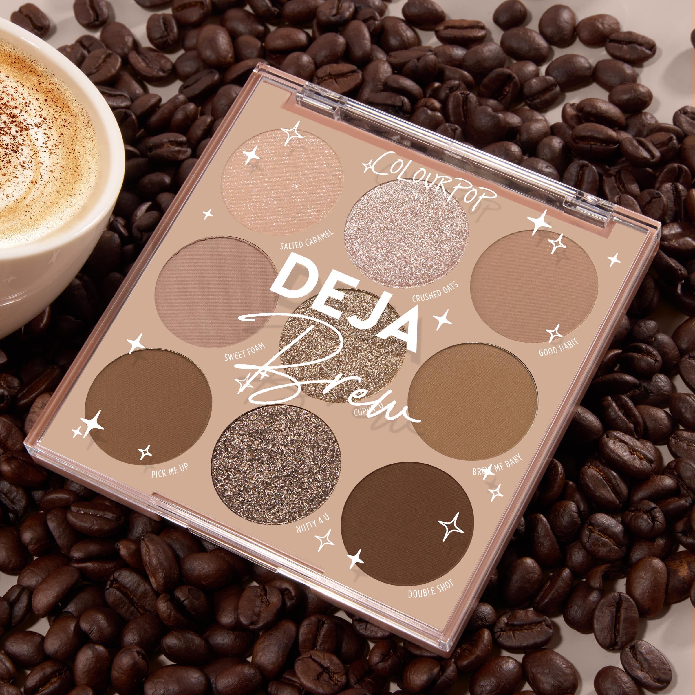 ColourPop Deja Brew envase compacto, ideal para viaje