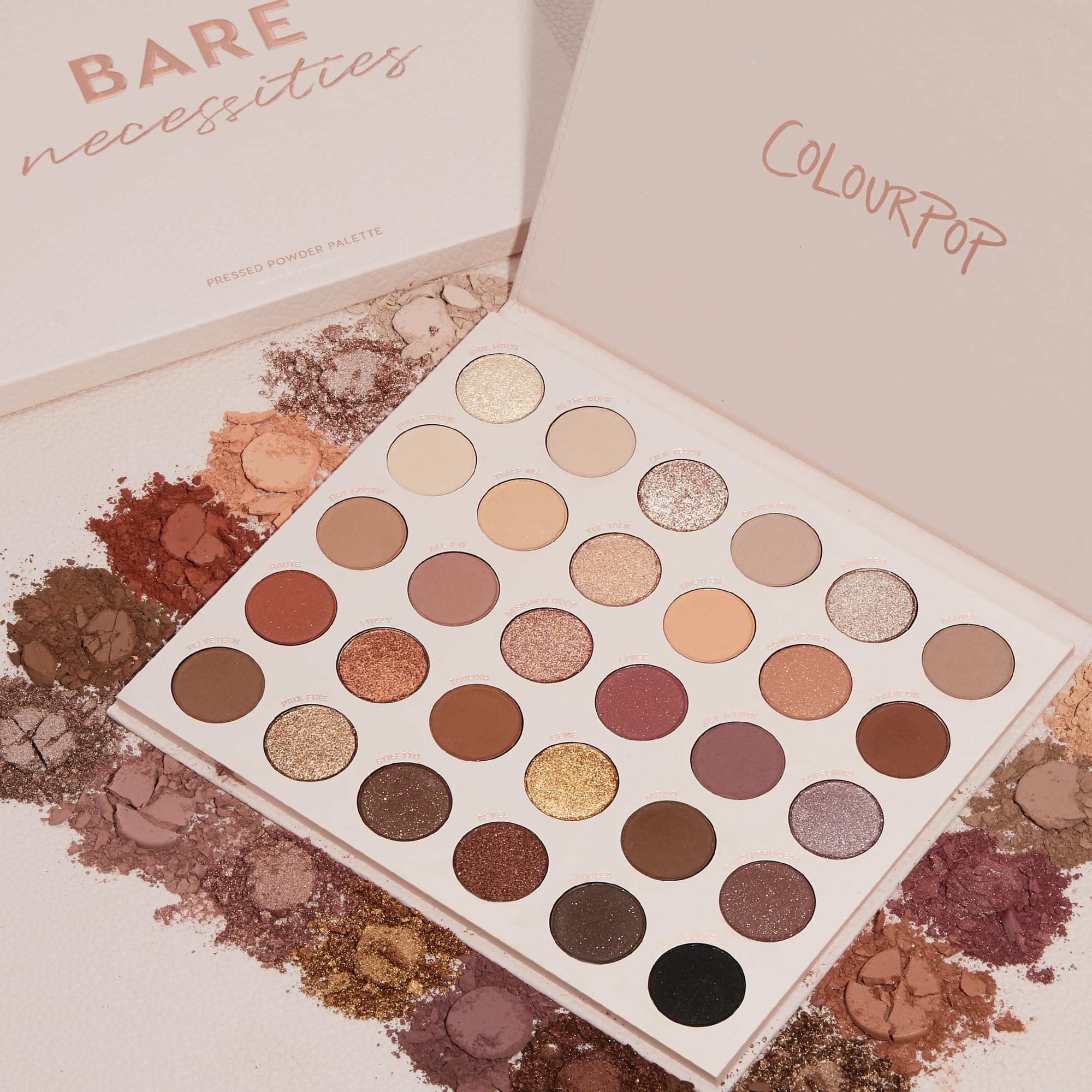ColourPop Bare Necessities glitter finish creates bold statement lids.