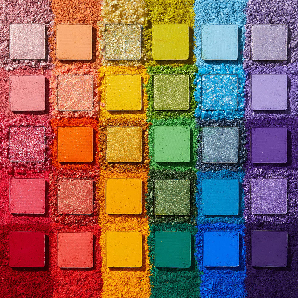 ColourPop Fade Into Hue swatches displayed in rainbow for easy shade planning.