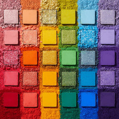ColourPop Fade Into Hue swatches displayed in rainbow for easy shade planning.