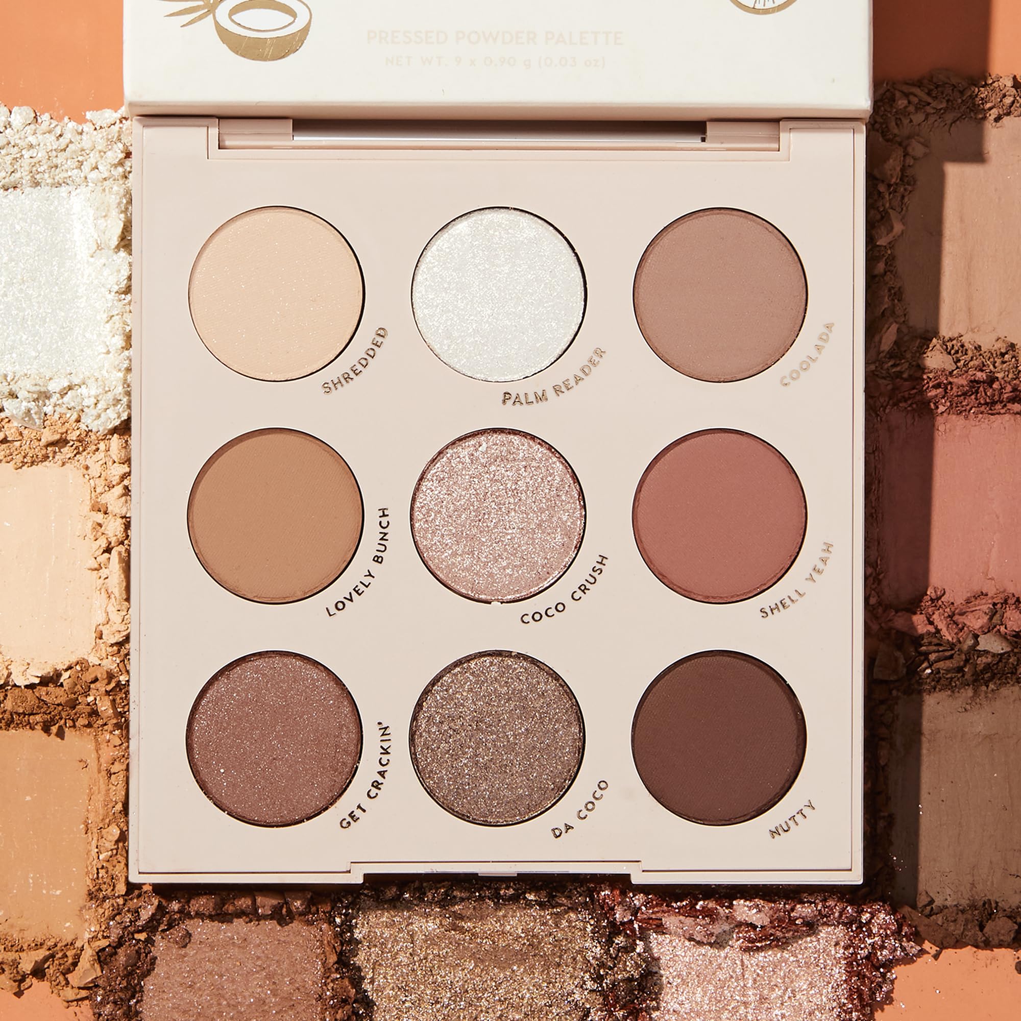 ColourPop Going Coconuts: combinación de tonos metalizados para acentos.
