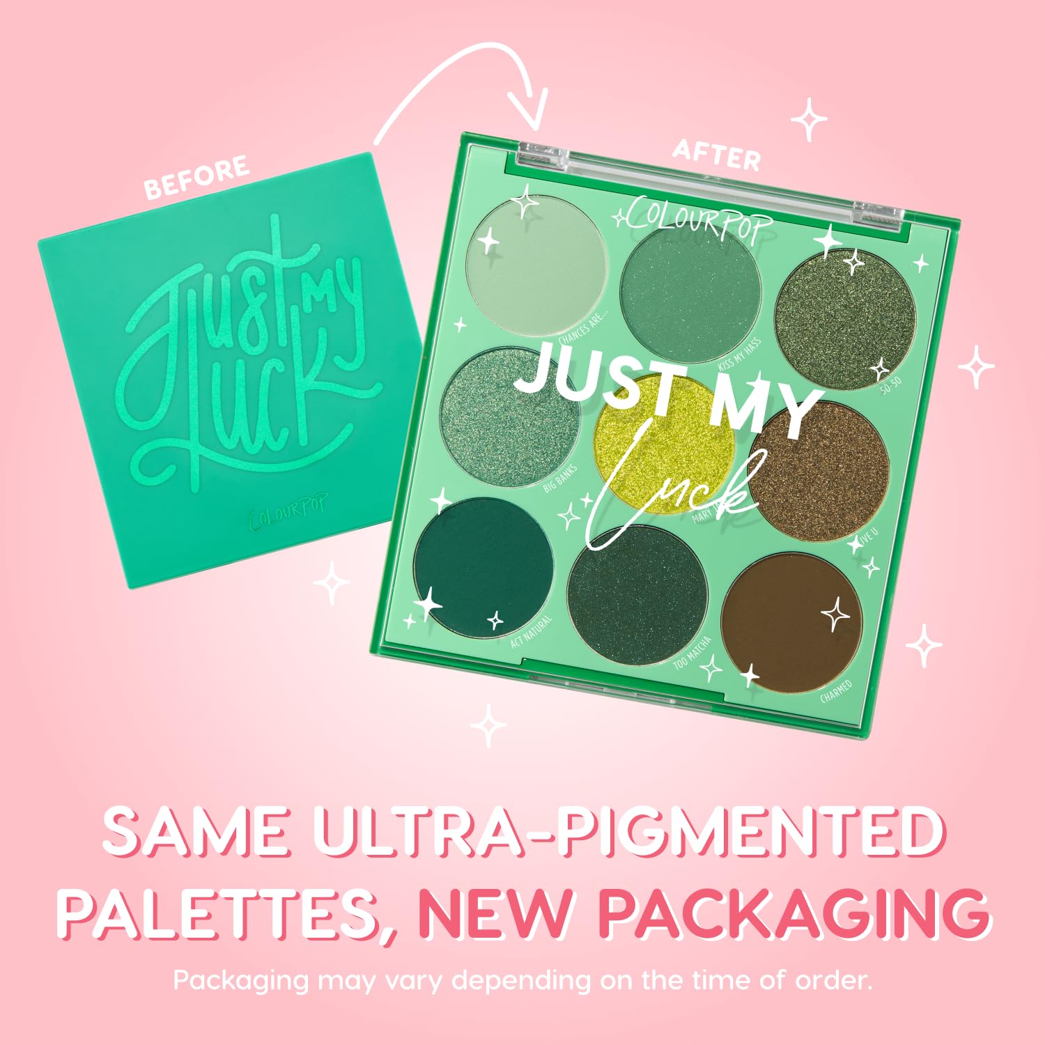 ColourPop Just My Luck tonos verde mate para transiciones limpias y definidas