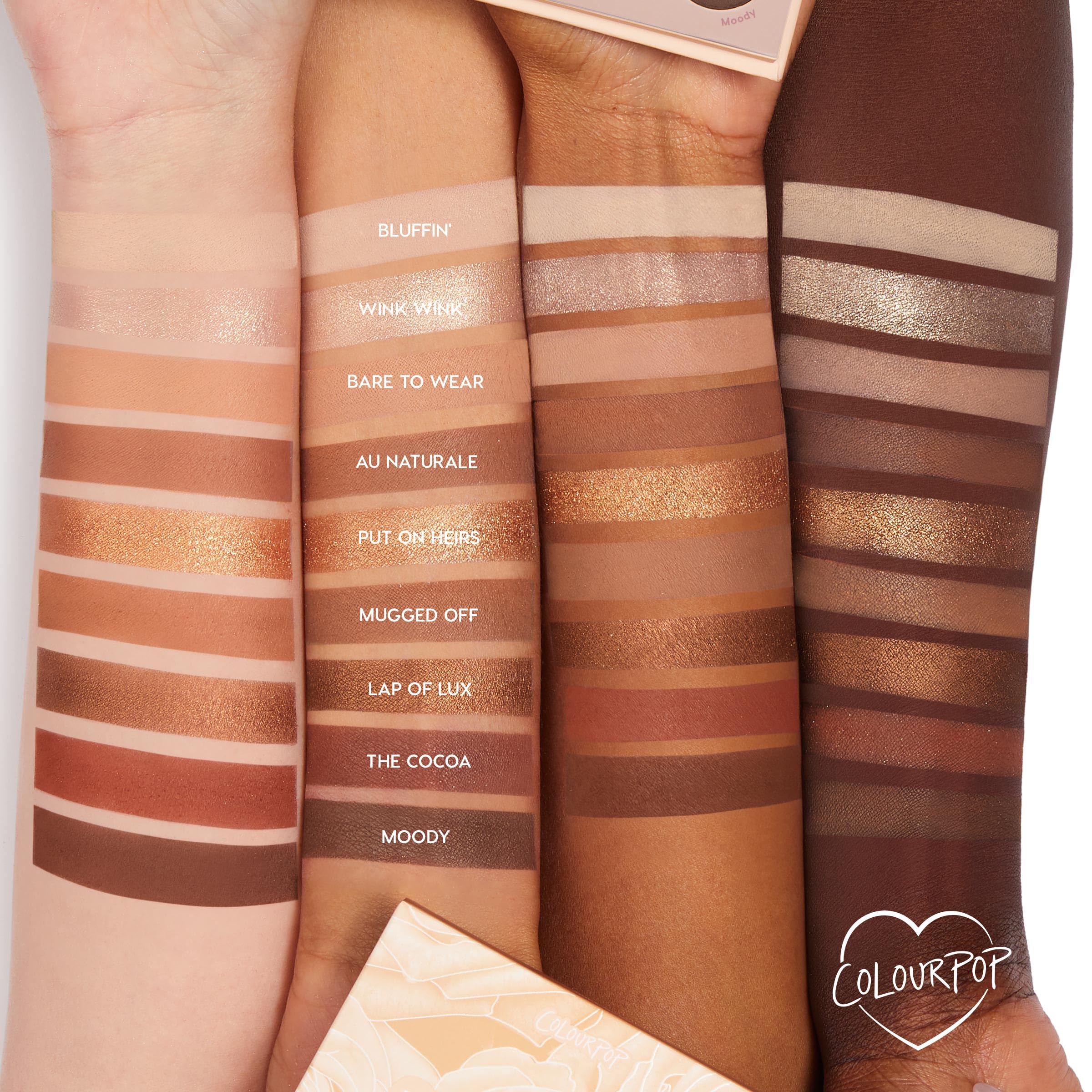 ColourPop Nude Mood: pigmentación alta para color intenso y duradero.