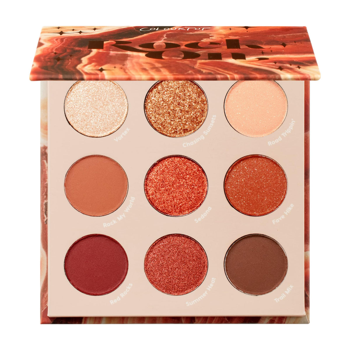 ColourPop Rock On Eyeshadow Palette: tonos terracota mate cálidos para look diario.