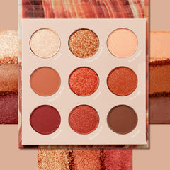 ColourPop Rock On Eyeshadow Palette: gama terracota-bronce con acabado metalizado para eventos.