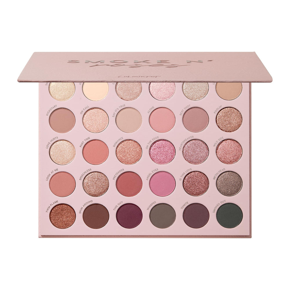 ColourPop Smoke N Roses palette front view showing rosy and smoky tones for versatile day-to-night looks.