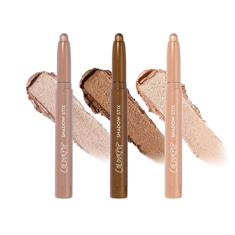 ColourPop Sparkling Neutrals Shadow Stix Socialite icy taupe swatch for easy daytime glow