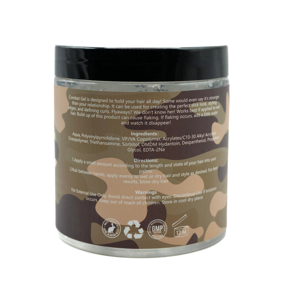 Combat Gel helps lay edges neatly for a polished finish.