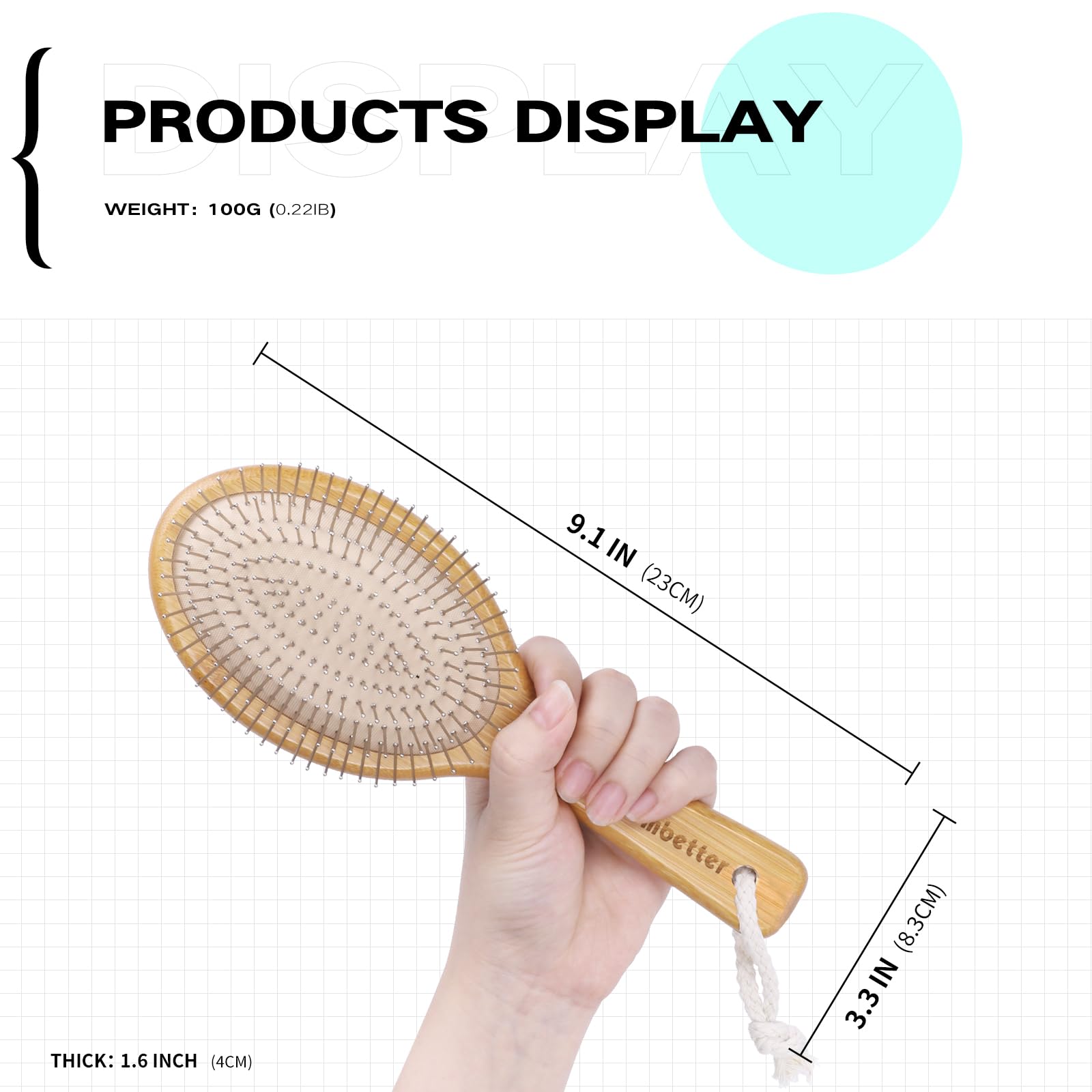 Combetter bamboo brush on dry hair provides anti-static detangling