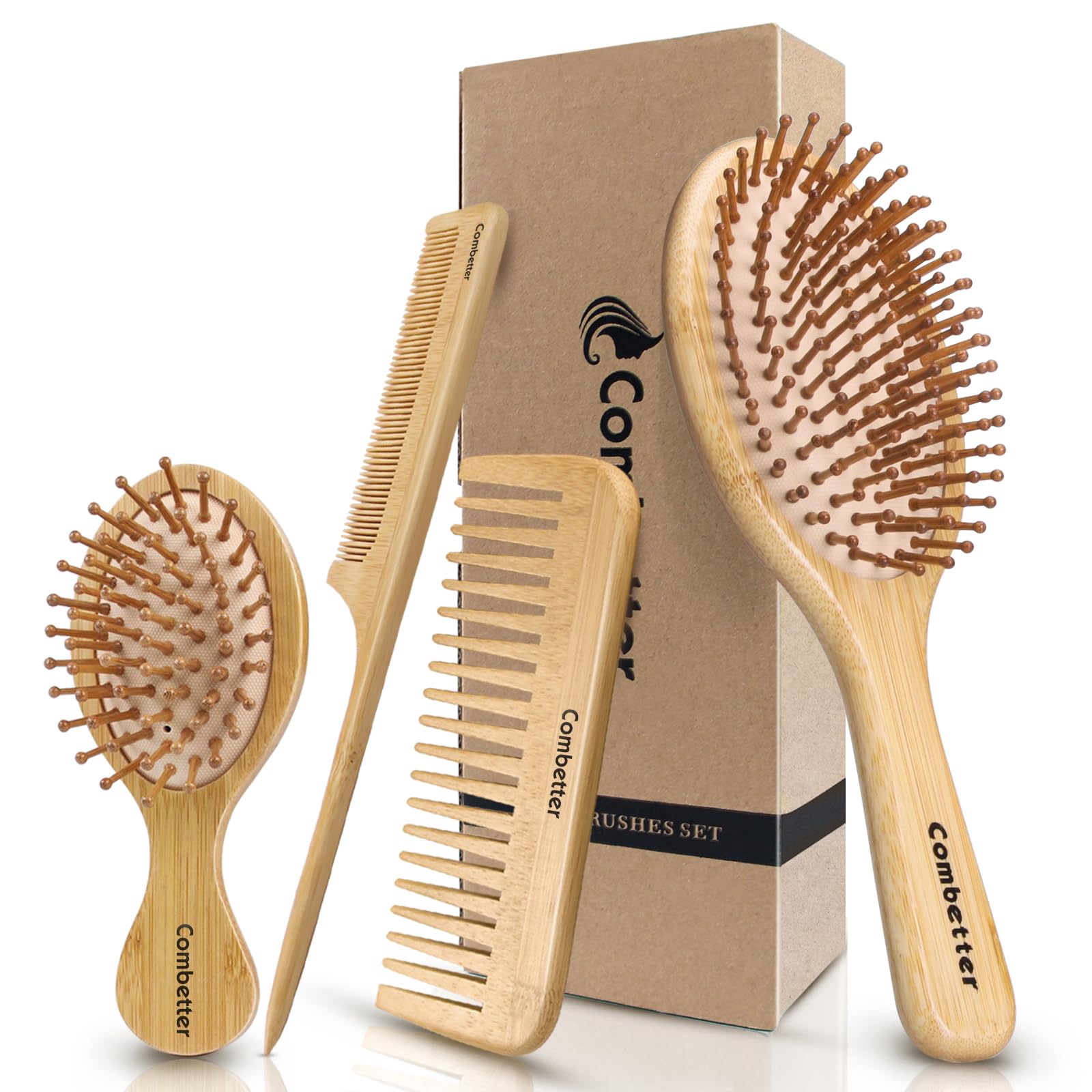 Combetter bamboo hair brush regular size for gentle detangling.