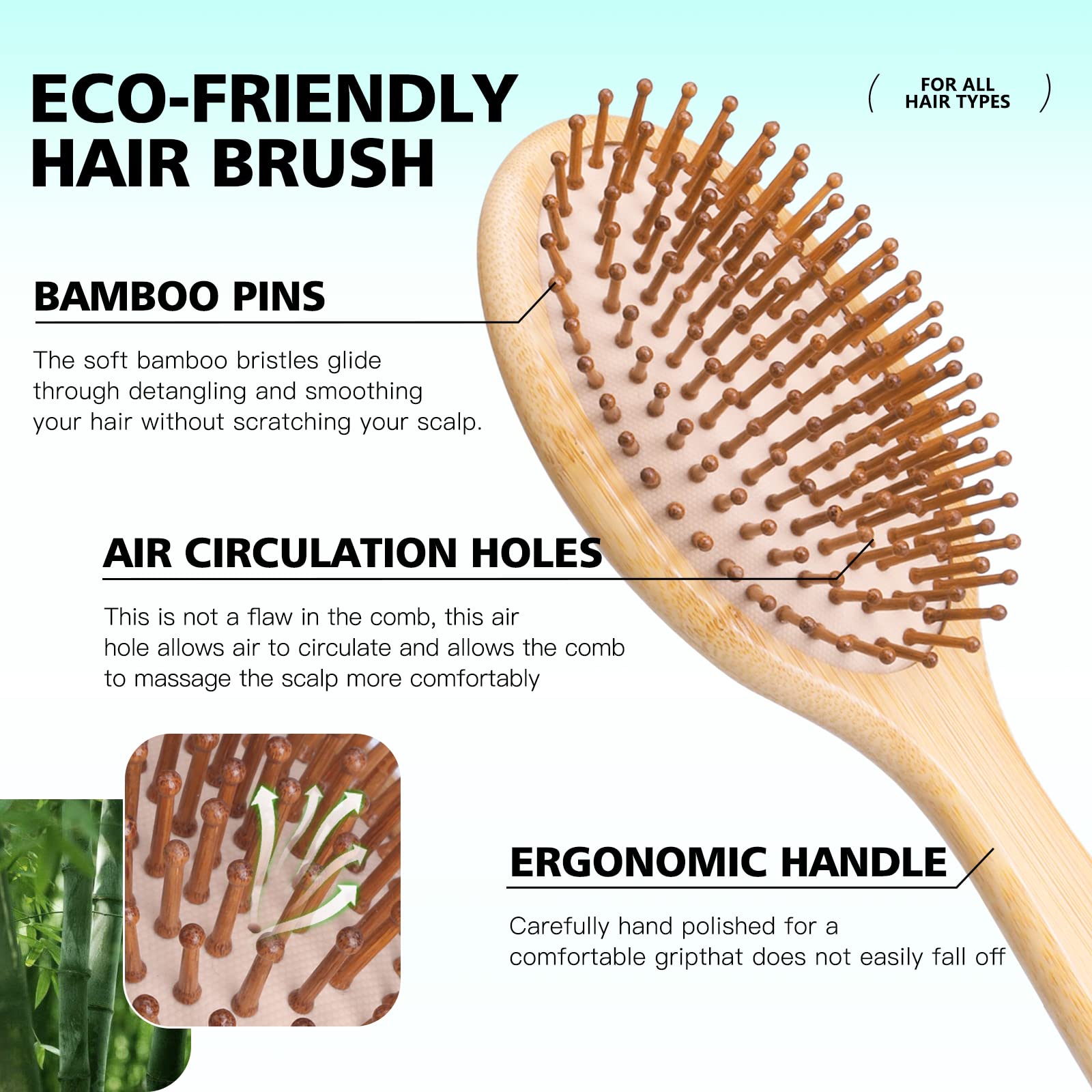 Combetter bamboo wide-tooth comb eases detangling on thick hair.