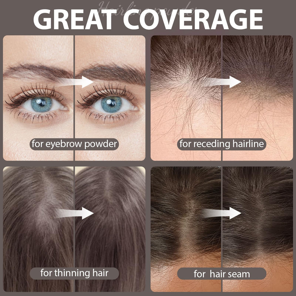 Comdian powder on thinning areas creates fuller appearance with soft blend