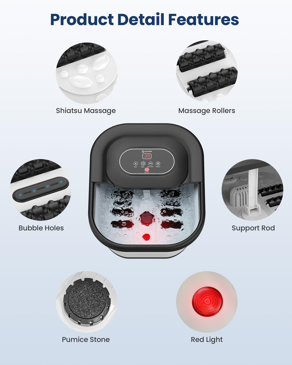 COMFIER foot spa packaging makes a gift-ready option.