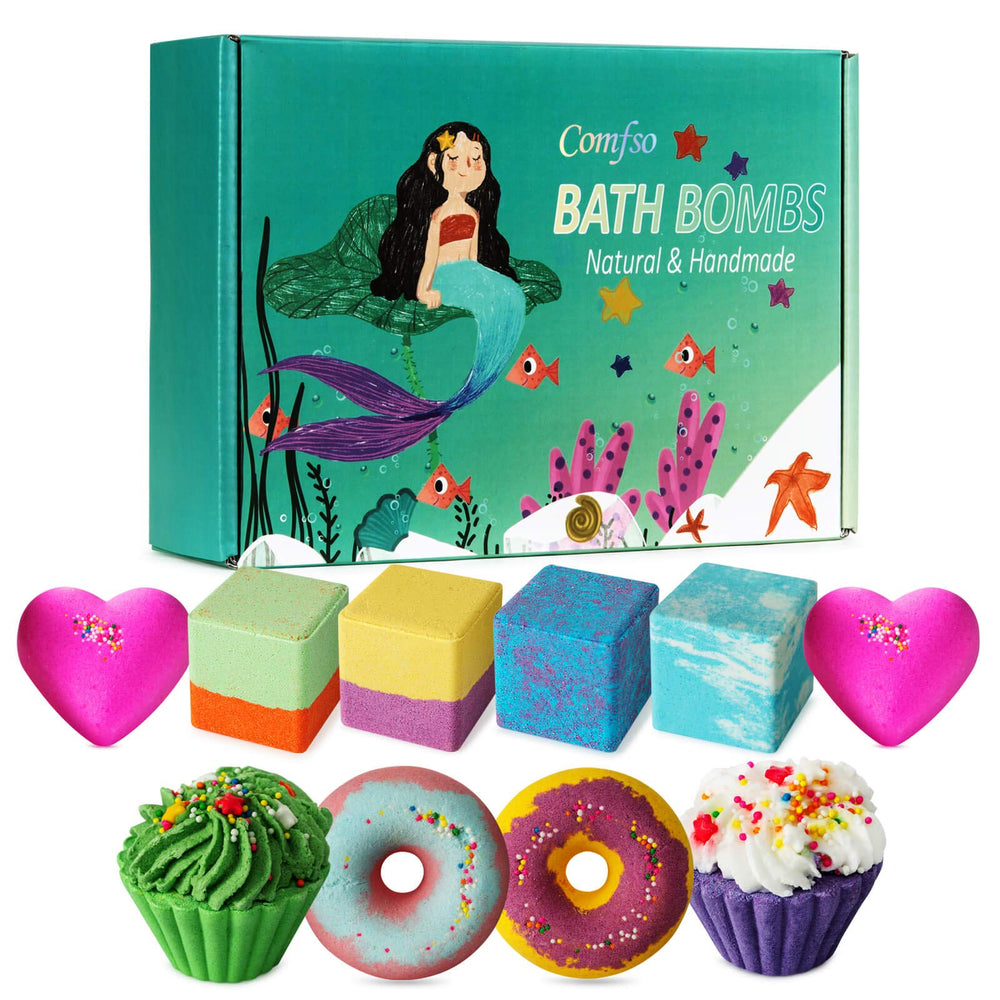 comfso bombas de baño para niños: set regalo con burbujas suaves para piel sensible