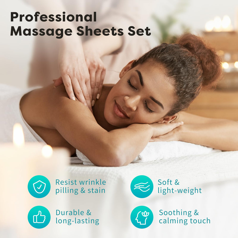 Comfyanno 3-piece set includes flat sheet, fitted sheet, and face cradle cover.