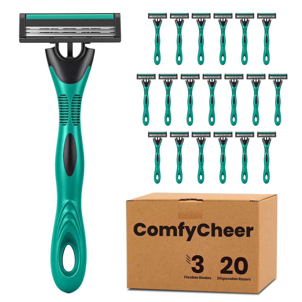 Comfycheer 20-count disposable razors pack showing value and convenience.
