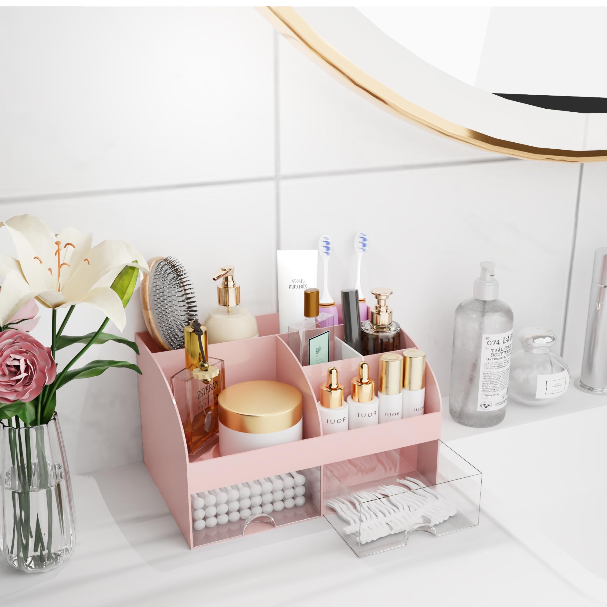 COMFYROOM compact desk vanity organizer fits on a vanity or desk