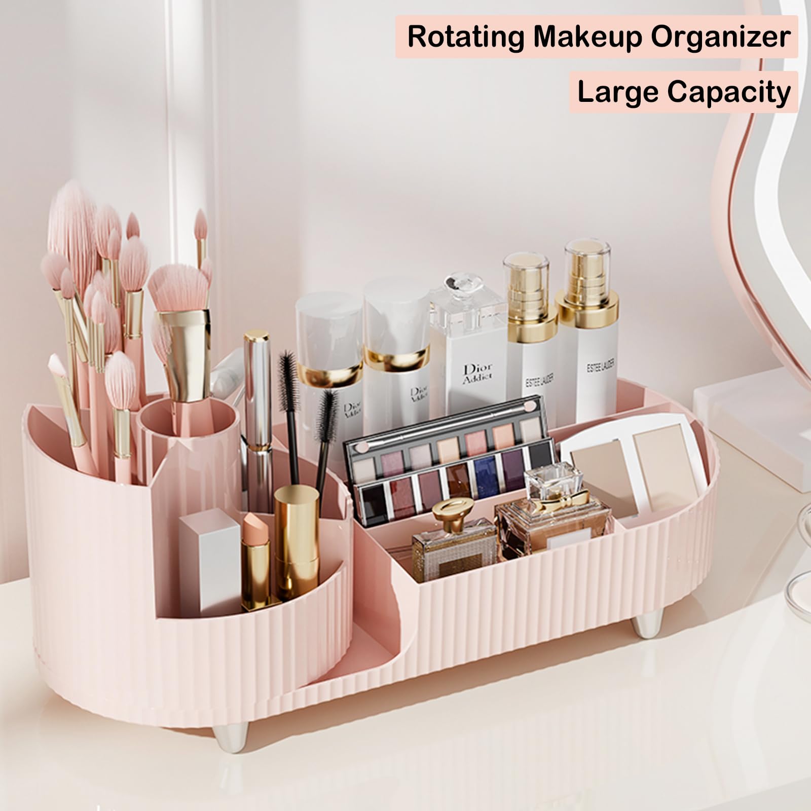 COMFYROOM left 5-compartment divider neatly organizes brushes and small items.