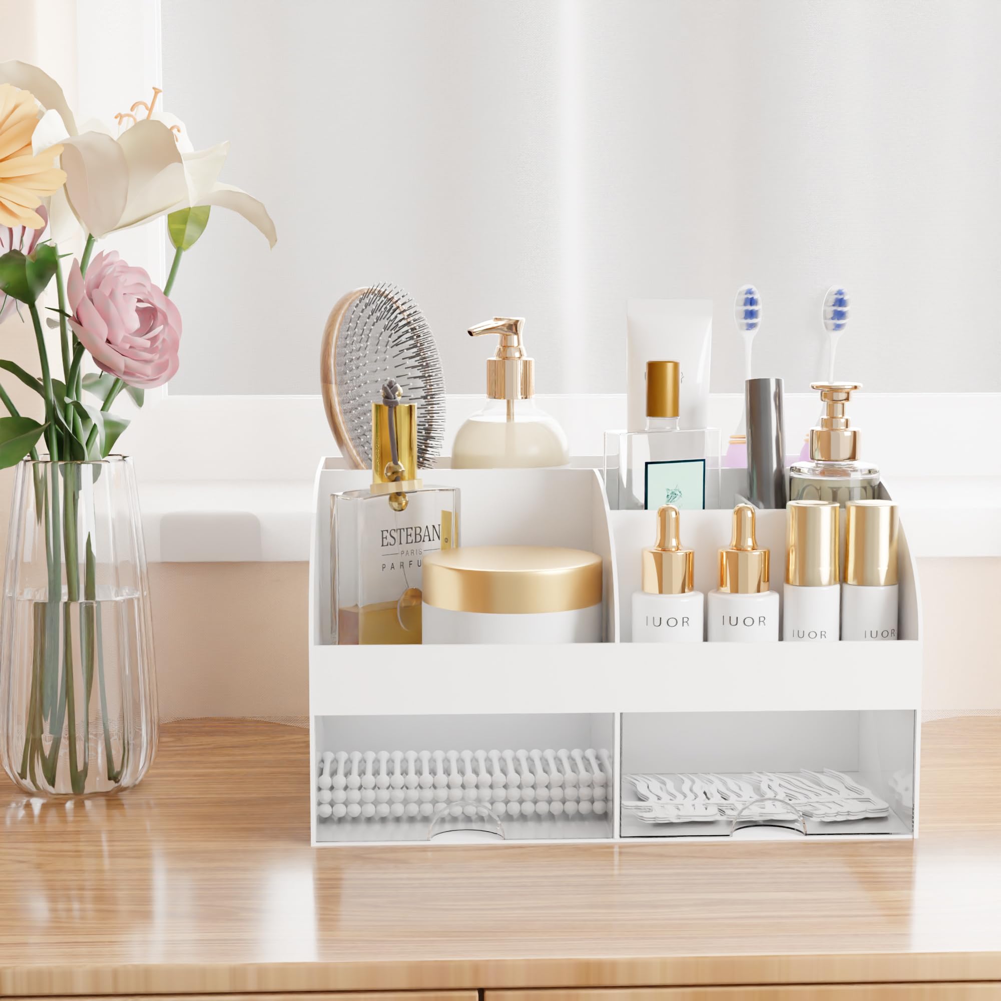 COMFYROOM organizer is ideal for makeup, skincare, and bathroom essentials.