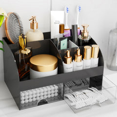 COMFYROOM makeup organizer with drawers in black keeps cosmetics neatly accessible
