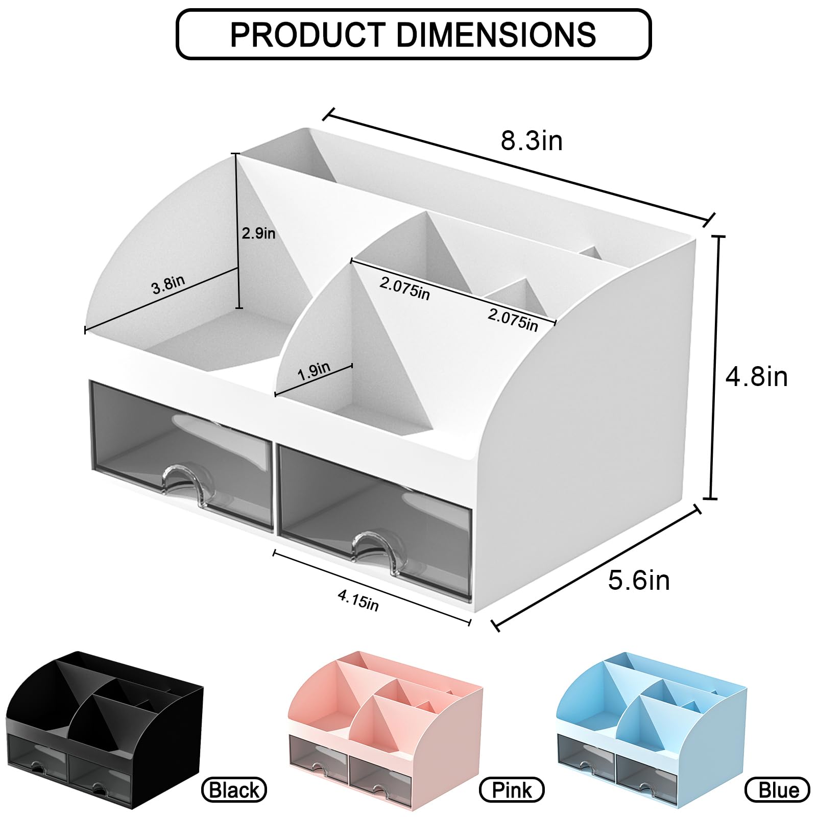 COMFYROOM transparent drawers let you see lipsticks and brushes at a glance.