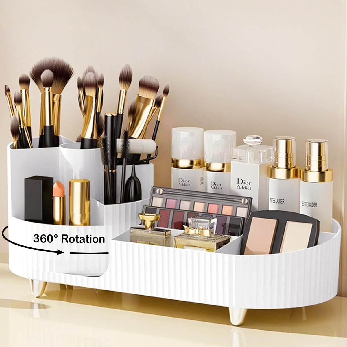 COMFYROOM rotating vanity organizer brush holder keeps brushes within reach for quick makeup