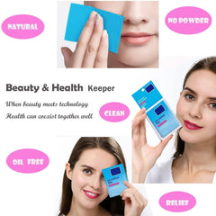 COMFYTOUCH sheets being dabbed to absorb oil without disturbing makeup.