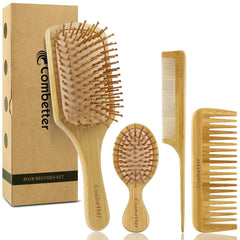 Combetter bamboo hair brush paddle for gentle detangling on all hair types