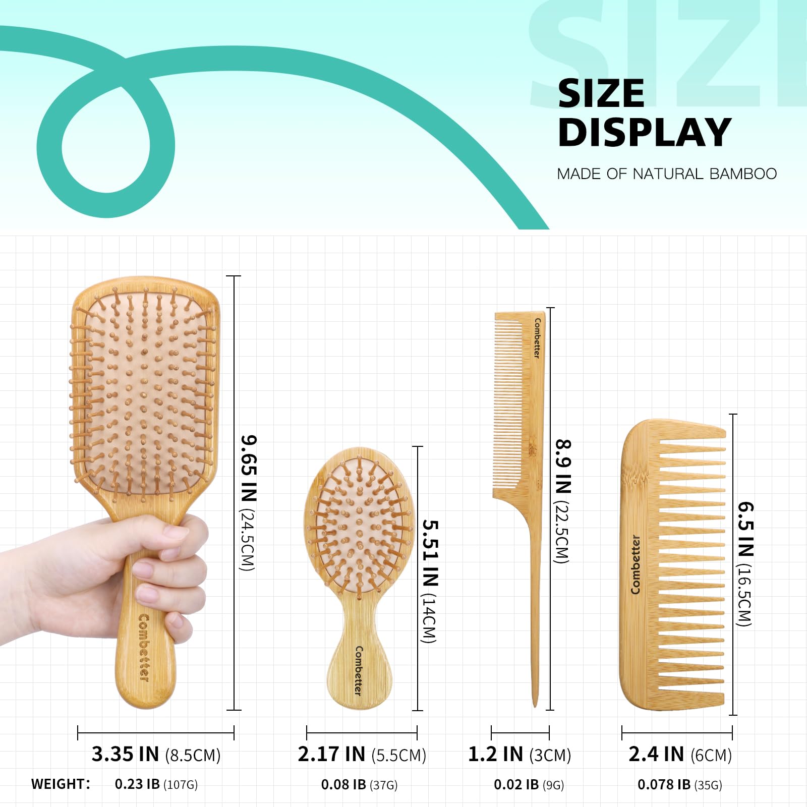 Combetter soft cushion brush provides scalp massage while detangling gently