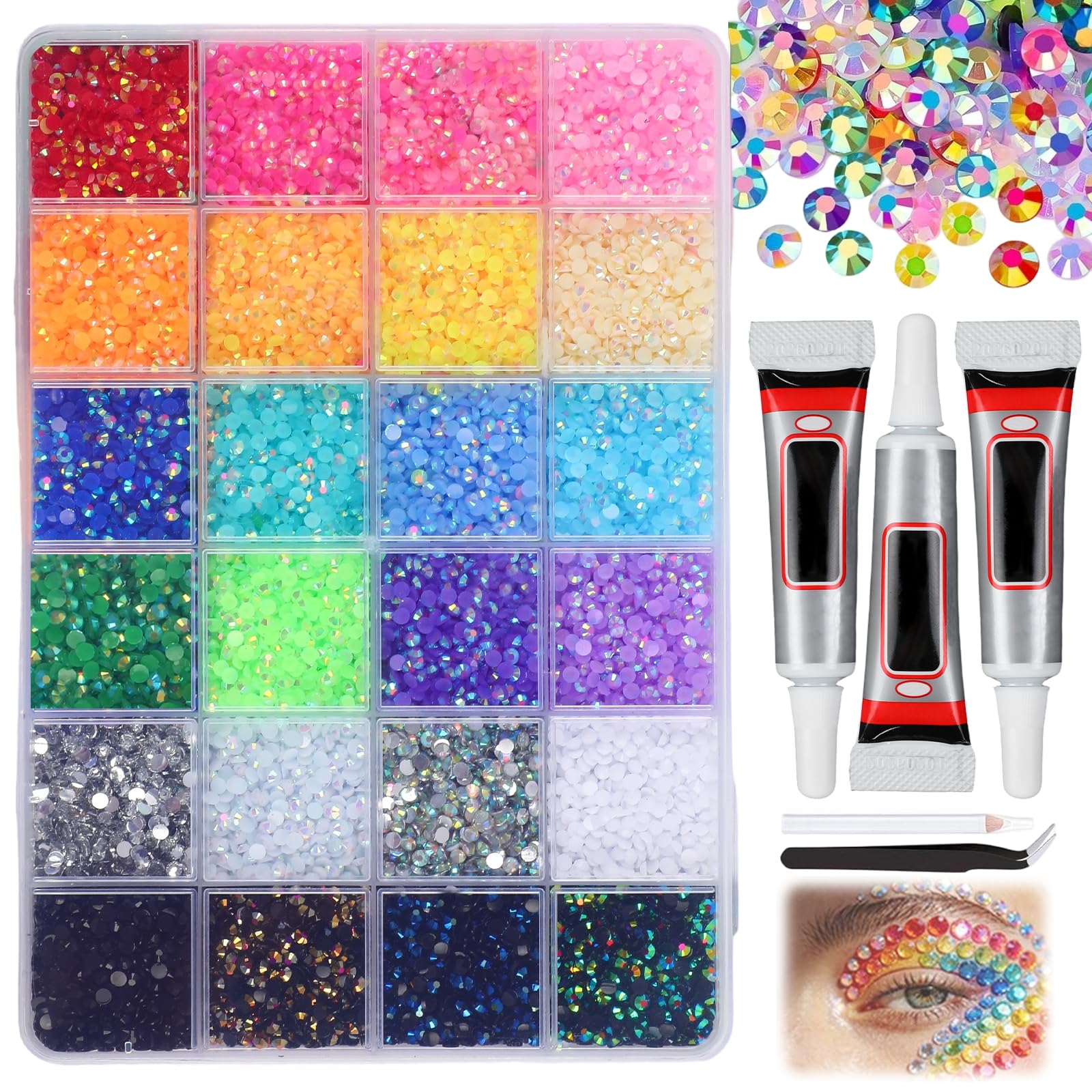 Compensai kit de piedras resina 3 mm para uñas y manualidades con brillo.
