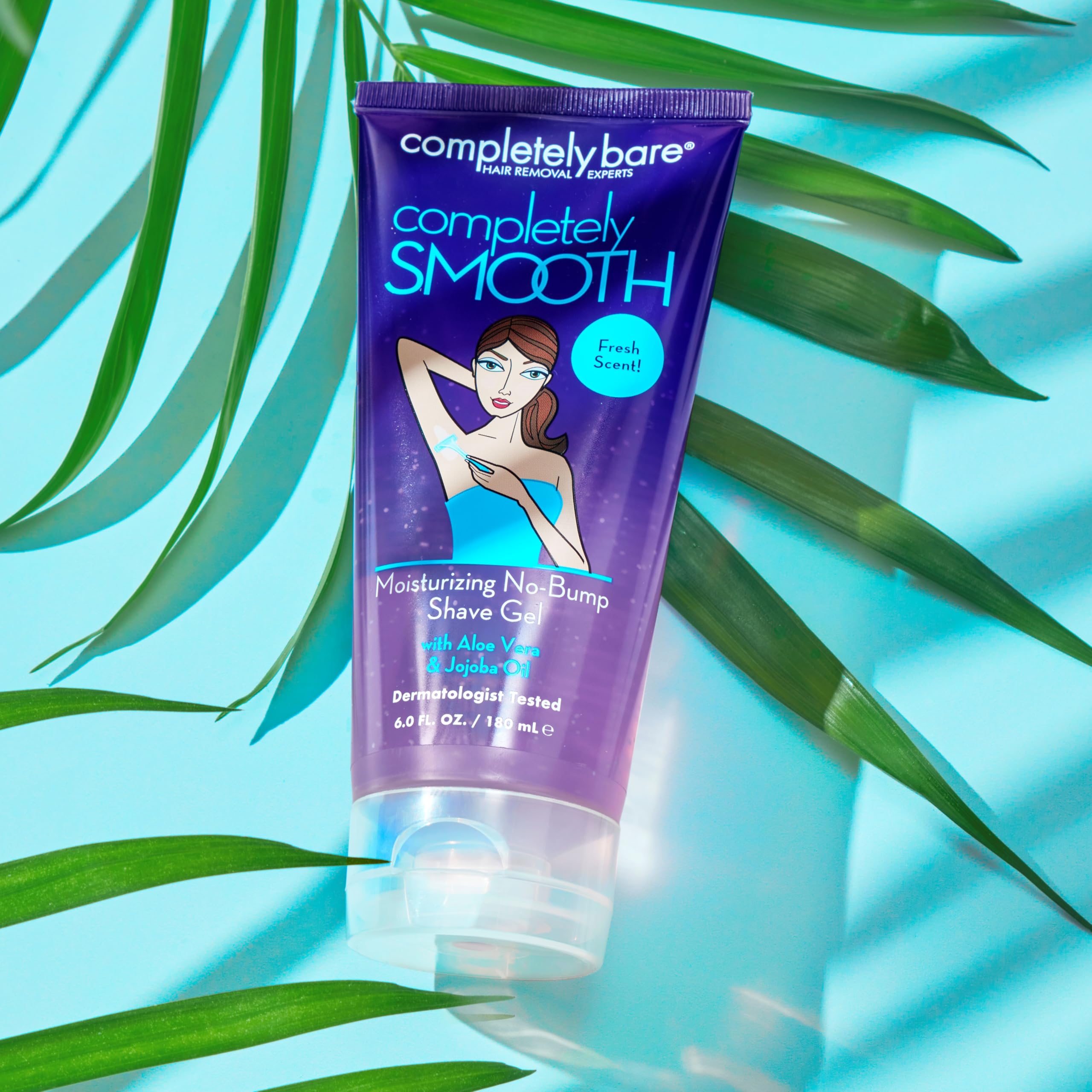 Completely Bare SMOOTH Aloe vera and jojoba oil provide moisture during shaving.