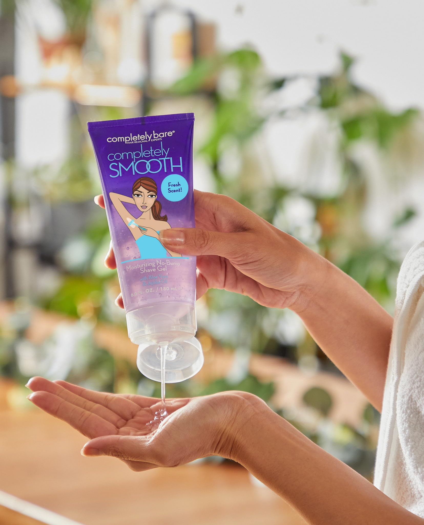 Completely Bare SMOOTH beads burst on contact releasing conditioners for skin after shave.